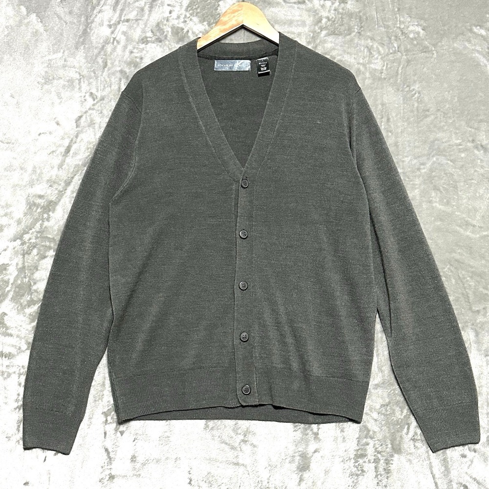 Oscar De La Renta Mens Cardigan Sweater Large Minimalist Dark Academia Preppy